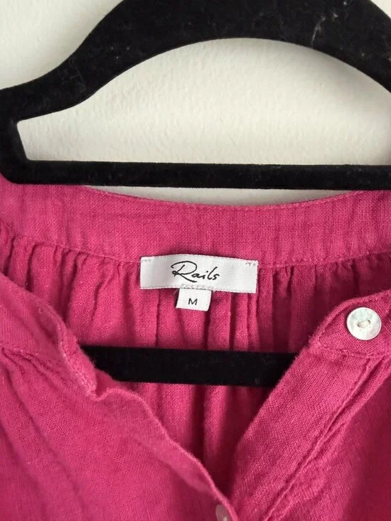 Rails Frances Radiance Linen Blend Button Front Lightweight Top Coastal Beachy - Picture 6 of 8